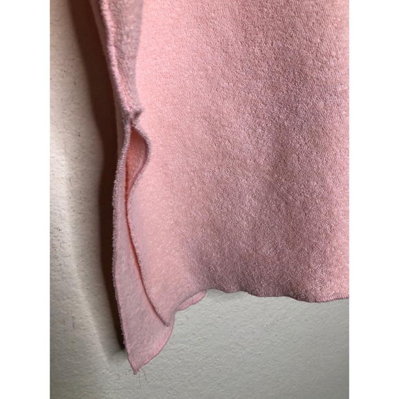 J.Jill Pink Terry Cloth V Neck Hoodie Long Sleeve Kangaroo Pocket Tunic XL Beach - Picture 9 of 15